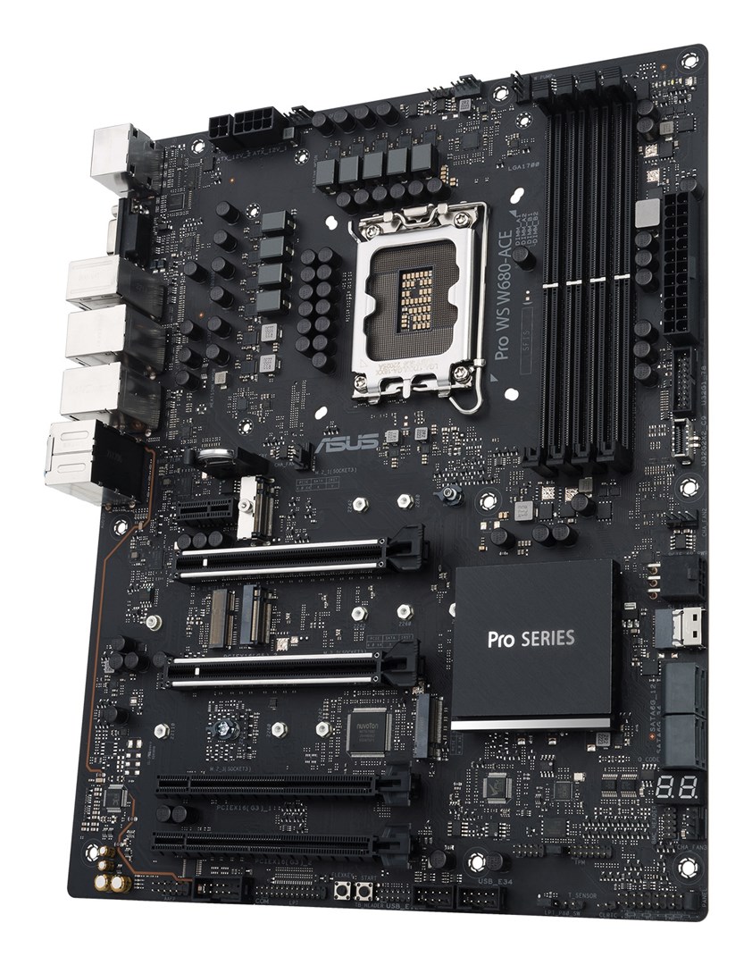 Płyta ASUS Pro WS W680-ACE W680 (LGA 1700) ATX motherboard, 2x PCIe 5.0, 3x PCIe 4.0, 3x PCIe 4.0 M.2 slots, 2x USB 3.2 Gen 2, 4x USB 3.2 Gen 1, 2x USB 2.0, 2x 2.5 Gb Ethernet, 1x SlimSAS, 4x SATA , HDMI, DisplayPort and VGA