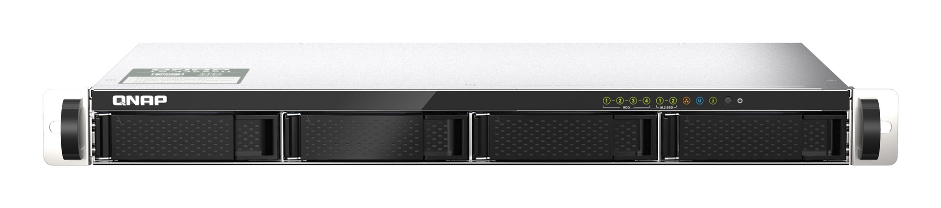 Qnap TS-435XeU-4G, 1U, 4 x 2.5"/3.5" SATA , Marvell Octeon TX2 CN9130 / CN9131 quad-core, 4GB DDR4 SODIMM (Max. 32GB), 2 x 10GbE SFP+, 2 x 2.5GbE, Single PSU