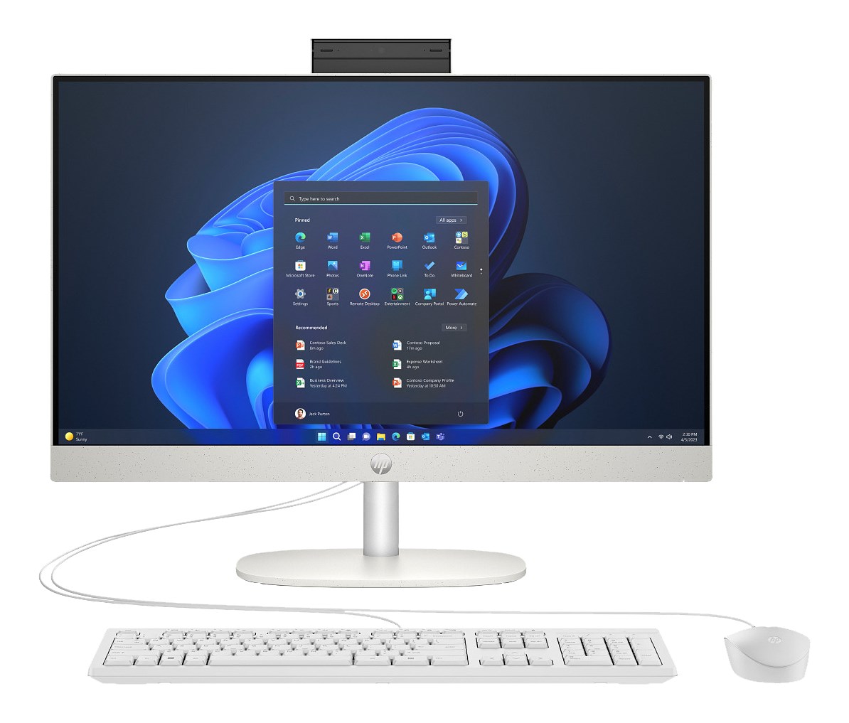HP ProOne 245 G10 AiO Ryzen 7 77730U 23.8"FHD IPS 250nits AG 16GB DDR4 3200 SSD512 Radeon Vega 8 Kb+Mouse Cam 5Mpx + IR W11Pro White 3Y OnSite