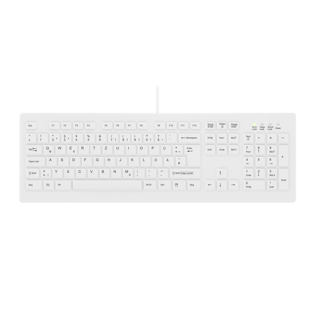 Contour Design Active Key AK-C8100F-UVS-W/GE klawiatura Medyczna USB QWERTZ Niemiecki Biały