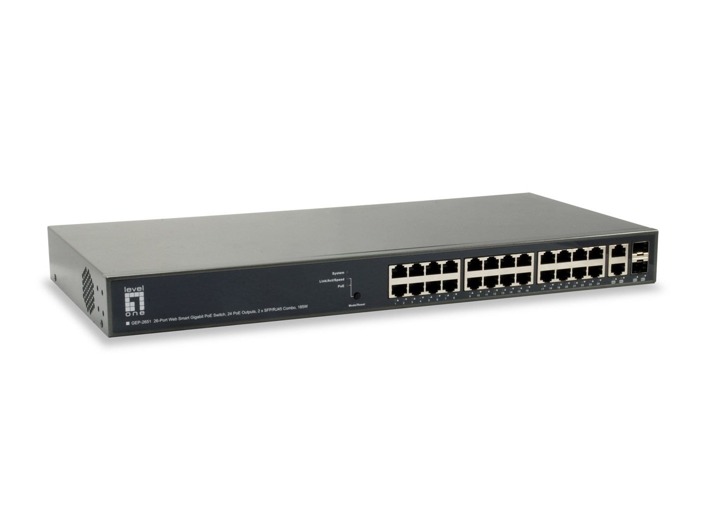 Przełącznik LevelOne TURING WebSmart/GB PoE 26-portowy 185 W 1 Gb/s
