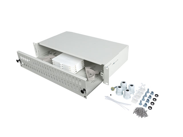 Przełącznica światłowodowa 48XSC Simplex / 48XLC Duplex Rack 19 cali 2U Szara + akcesoria