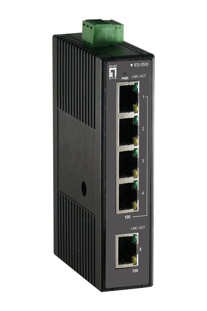 Przemysłowy przełącznik FE LevelOne 5-portowy + DIN 100Mbps