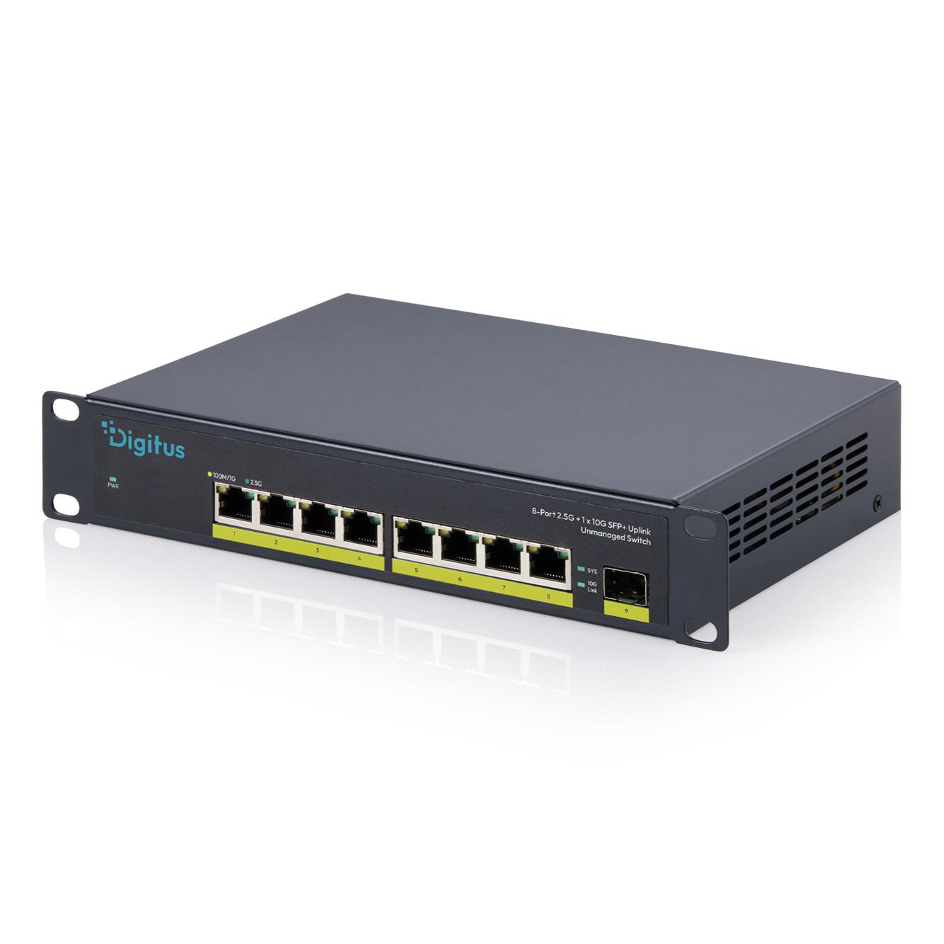 Przełącznik sieciowy niezarządzalny 10" 8x RJ45 2.5G, 1x SFP+ 10G, 60Gbps, metalowy, bez wentylatora, Plug&Play