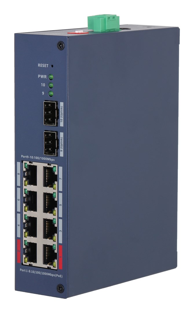 Dahua Technology CHS4210-8GT-110 przełącznik sieciowy Zarządzany L2 Gigabit Ethernet (10/100/1000) Obsługa PoE DIN rail Ciemny Niebieski