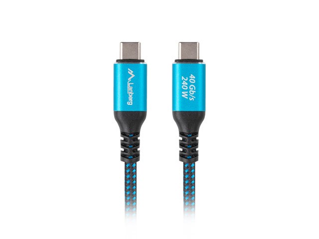 LANBERG KABEL USB-C M/M USB4 0.5M 240W 8K 60HZ CZARNO-NIEBIESKI