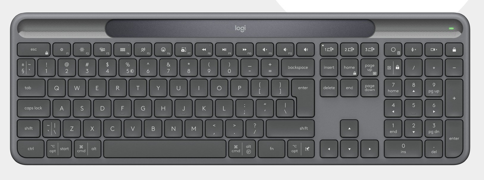Logitech Signature Slim Solar+ K980 for Business klawiatura Uniwersalne RF Wireless + Bluetooth QWERTZ Niemiecki Grafitowy