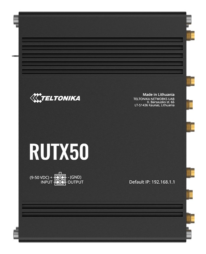Teltonika RUTX50 router bezprzewodowy Gigabit Ethernet Dual-band (2.4 GHz/5 GHz) 5G Czarny