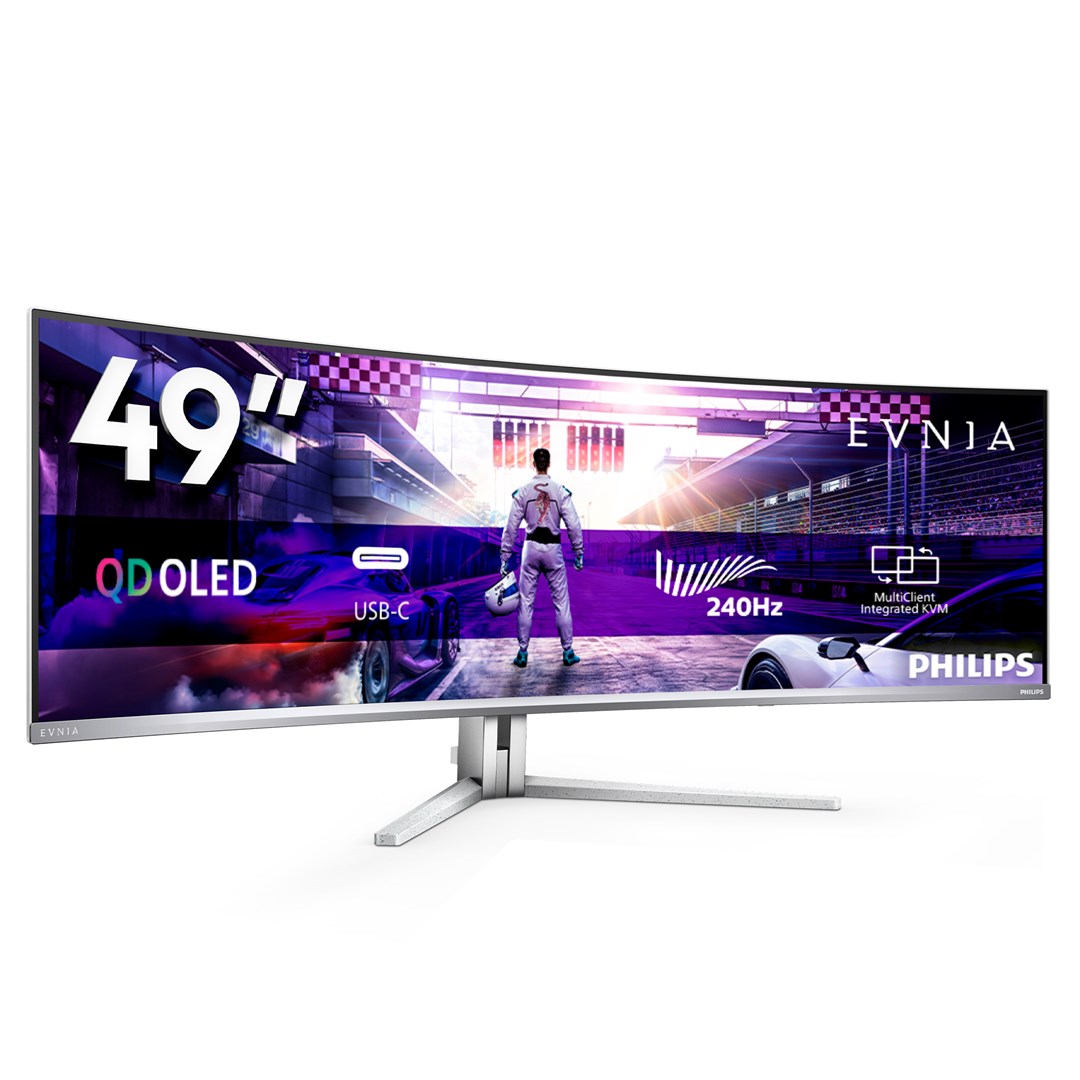 Philips Evnia 8000 49M2C8900/00 monitor komputerowy 124,2 cm (48.9") 5120 x 1440 px Dual QHD QDOLED Biały