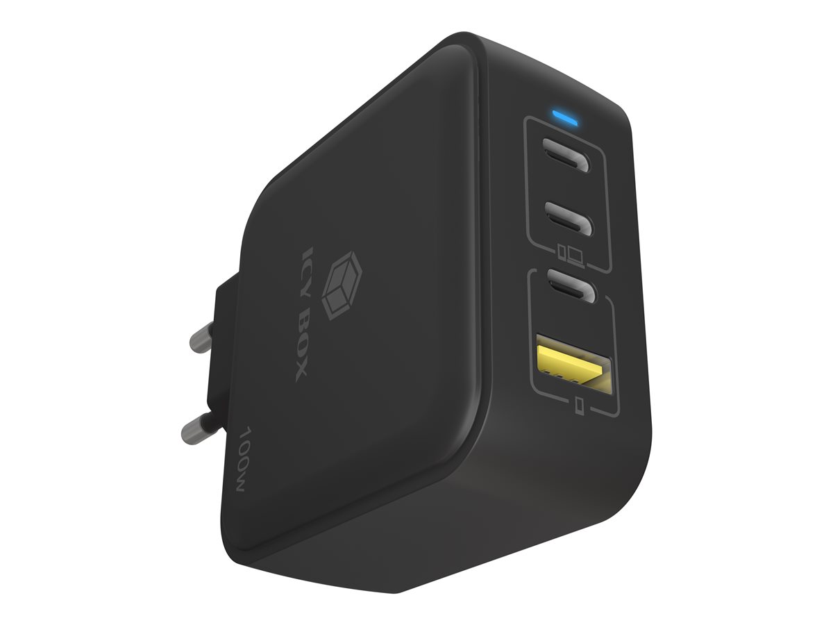 ICY BOX IB-PS1040-PD 100W GaN wall charger with Power Delivery and Quick Charge