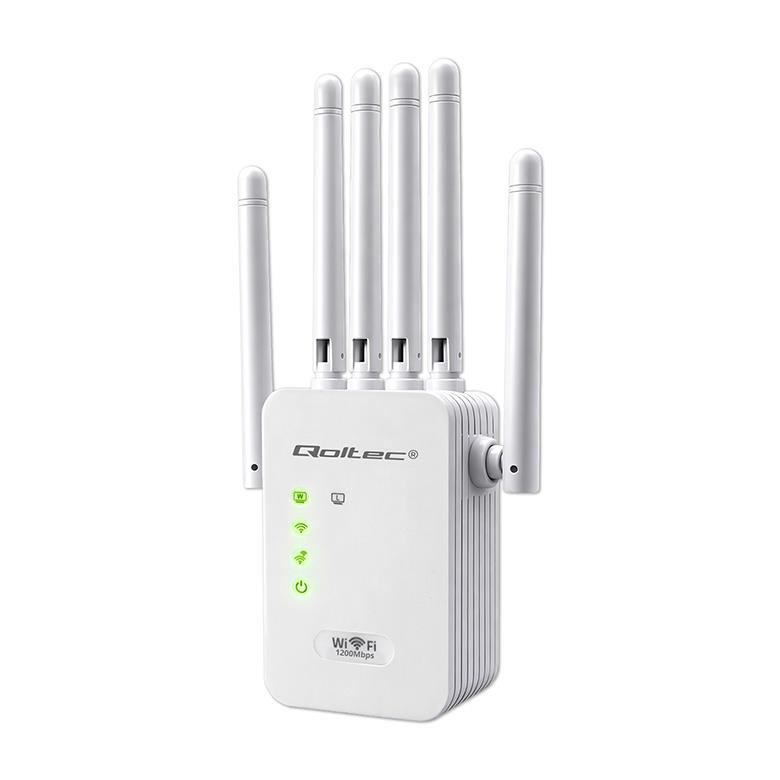 QOLTEC REPEATER WZMACNIACZ SYGNAŁU WI-FI 5 | ACCESS POINT | AC1200 | 6 ANTEN | 2XRJ45 | 128MB