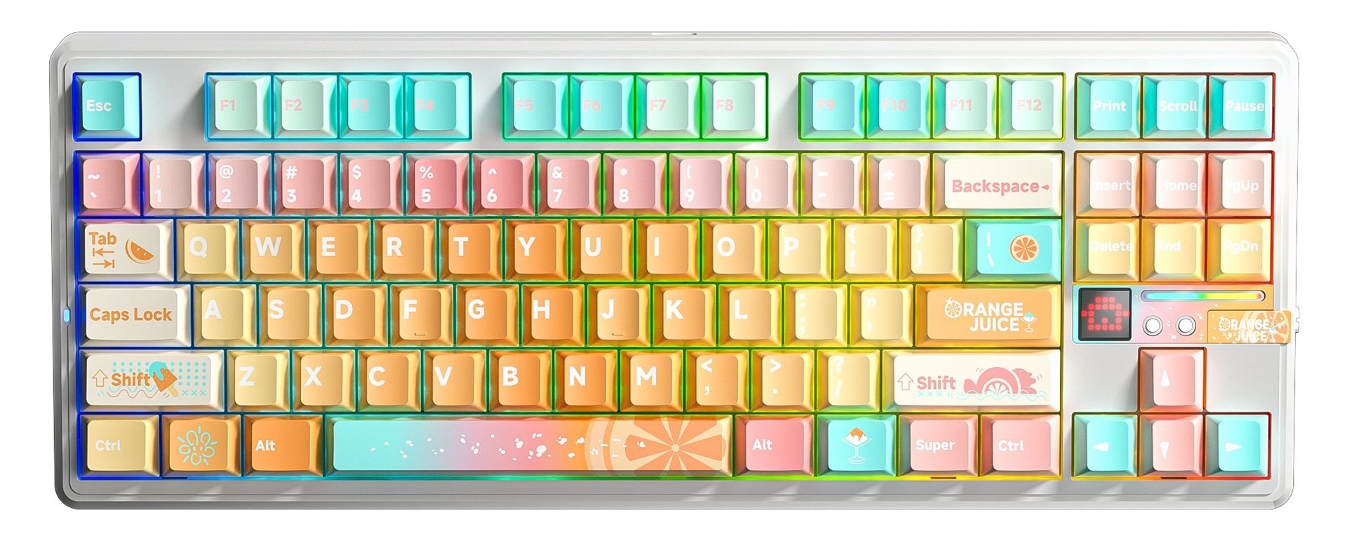 Klawiatura gasket F87Pro V2 Orange Soda Kailh Meteorite Ice Cream switch RGB AULA