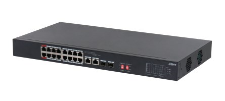 Switch Dahua S3218-16ET-135 Niezarządzany L2 Gigabit Ethernet (10/100/1000) Obsługa PoE 1U Czarny