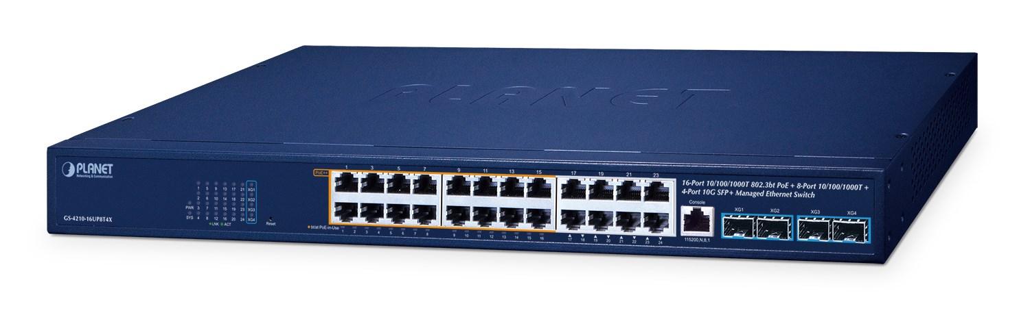 PLANET GS-4210-16UP8T4X przełącznik sieciowy Zarządzany L2/L4 Gigabit Ethernet (10/100/1000)