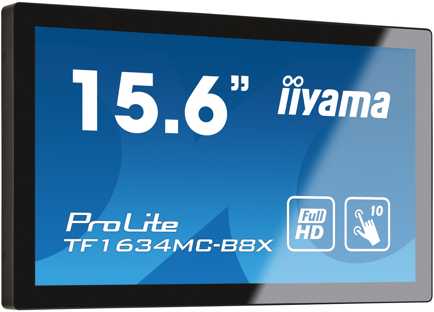 iiyama ProLite TF1634MC-B8X monitor komputerowy 39,6 cm (15.6") 1920 x 1080 px Full HD LED Ekran dotykowy Przeznaczony dla wielu użytkowników Czarny