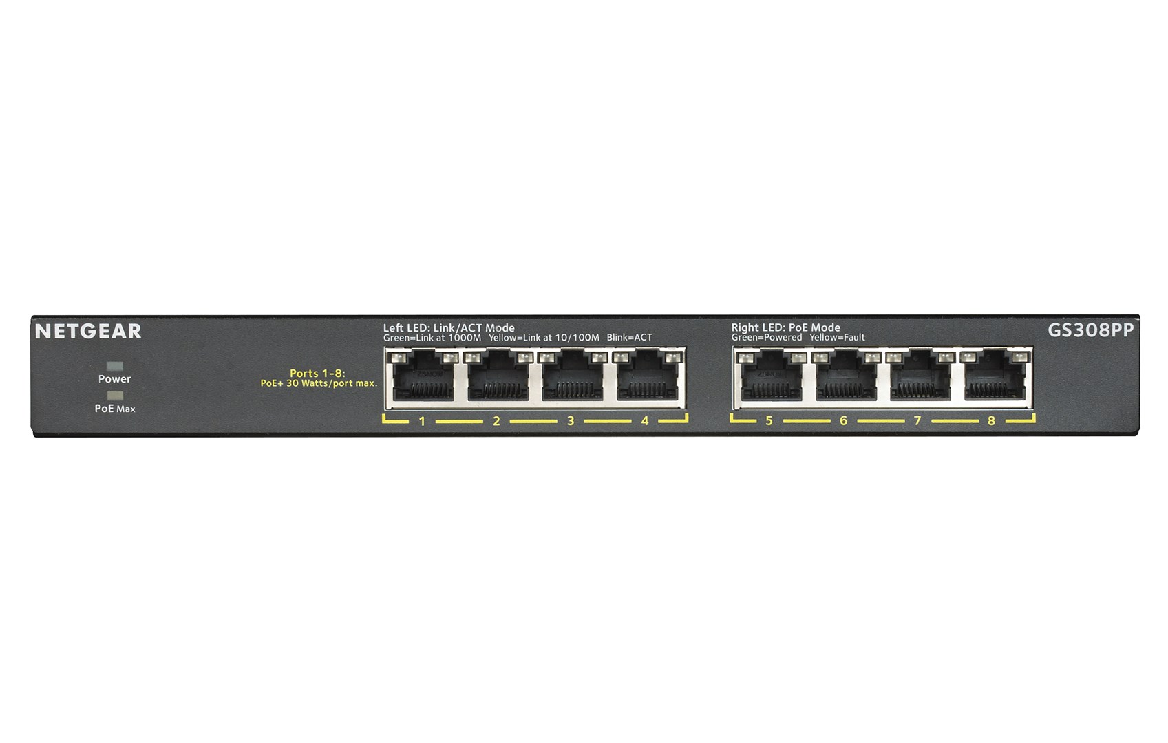 Switch Netgear GS308PP-100EUS 8p PoE 83W* (PoE+: 8p) Unmanaged Gigabit