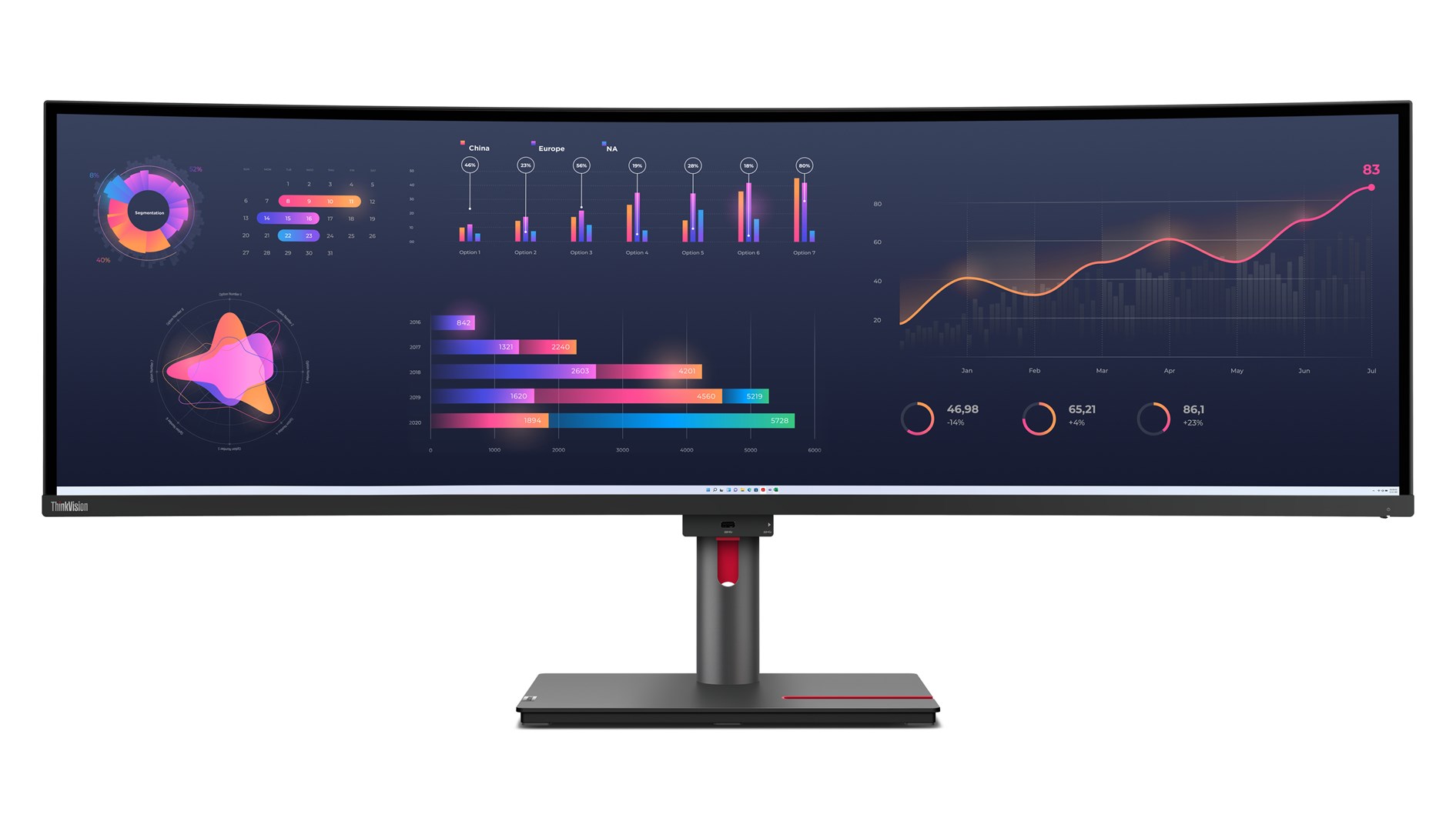 Lenovo ThinkVision P49w-30 monitor komputerowy 124,5 cm (49") 5120 x 1440 px Dual WQHD LED Czarny