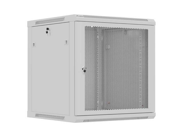 Szafa instalacyjna rack wisząca 19" 12U 600x600 szara drzwi perforowane Lanberg (flat pack)