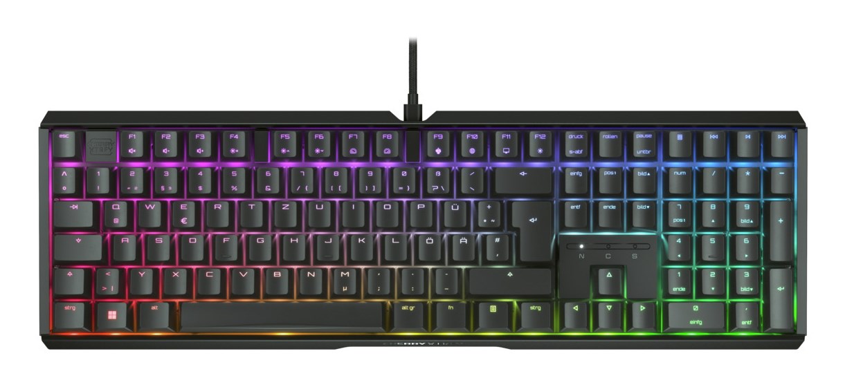 Klawiatura do gier Cherry Xtrfy MX 3.1, port USB, przełącznik kluczykowy Cherry MX2A BROWN, układ DE, aluminiowa obudowa