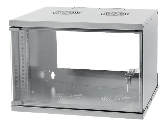 Szafa wisząca ECO 19cali 6U/320mm zmontowana, szklane drzwi, szara