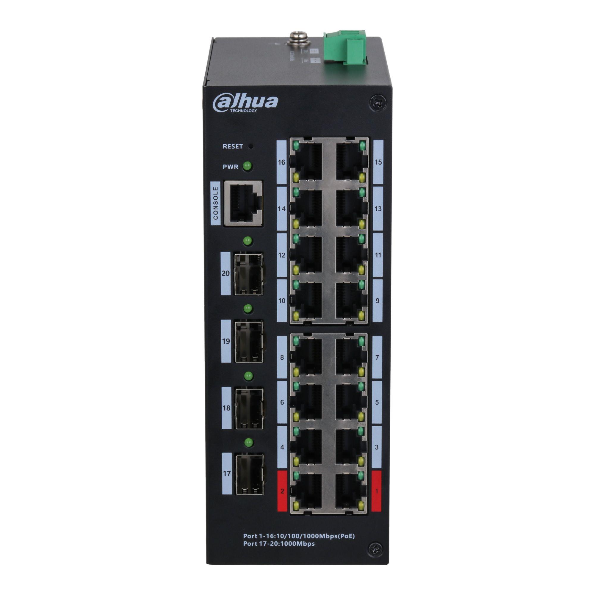 Dahua Technology HS4420-16GT-190 przełącznik sieciowy Zarządzany L2 Gigabit Ethernet (10/100/1000) Obsługa PoE Desktop Czarny