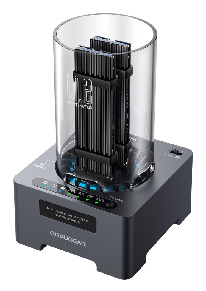 GRAUGEAR G-M2DK-CL-20G stacja dokująca do dysków twardych USB 3.2 Gen 2x2 Type-C Czarny