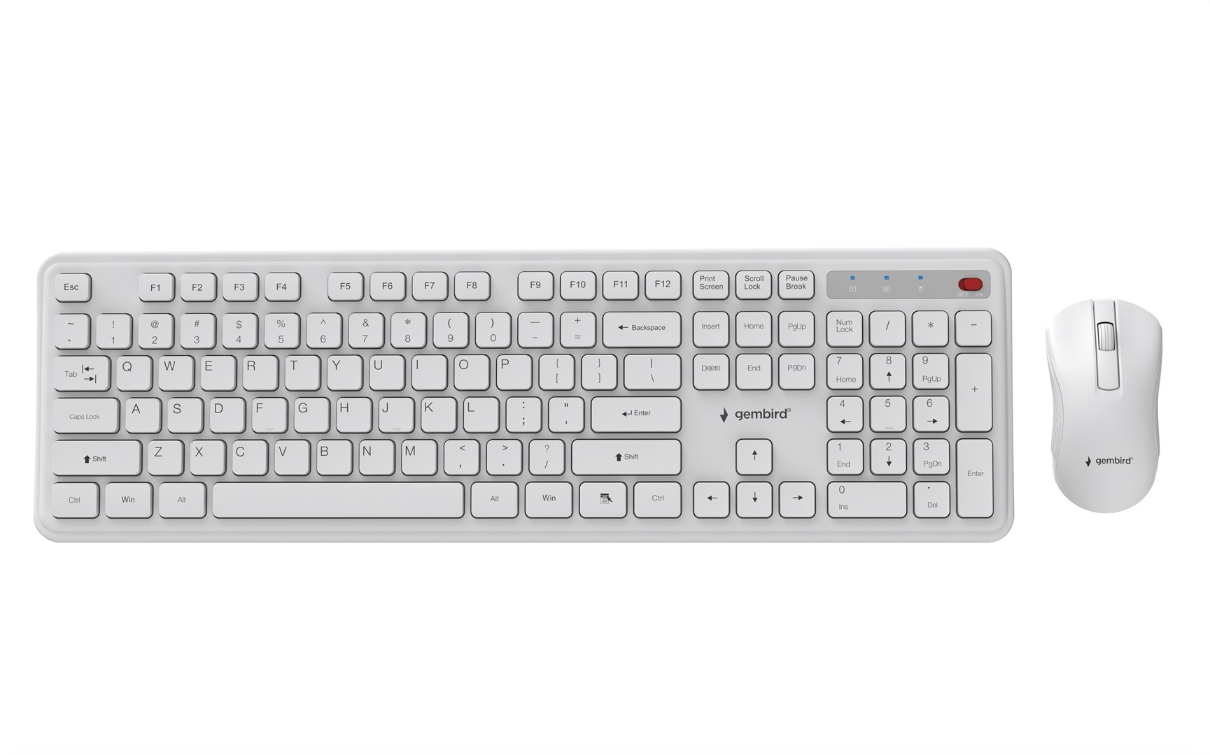GEMBIRD BEZPRZEWODOWY ZESTAW KLAWIATURY + MYSZ SLIM PRO BUSINESS NA BIURKO,BIAŁY, UKŁAD US