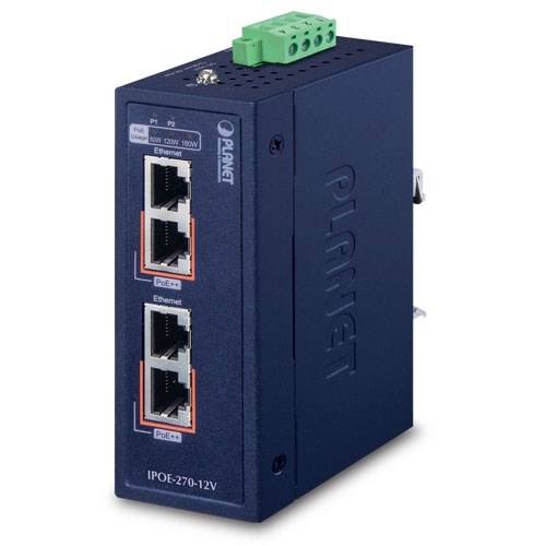 PLANET IPOE-270-12V przełącznik sieciowy Obsługa PoE Niebieski
