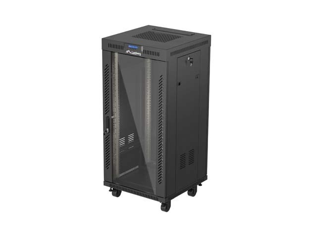 LANBERG SZAFA INSTALACYJNA RACK STOJĄCA 19" 24U 600X600 CZARNA DRZWI PRZESZKLONE LCD (FLAT PACK) V2
