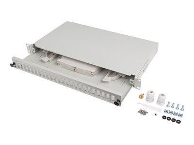 Przełącznica światłowodowa LANBERG 24xSC duplex / 24xLC quad RACK 19" 1U szara + akcesoria