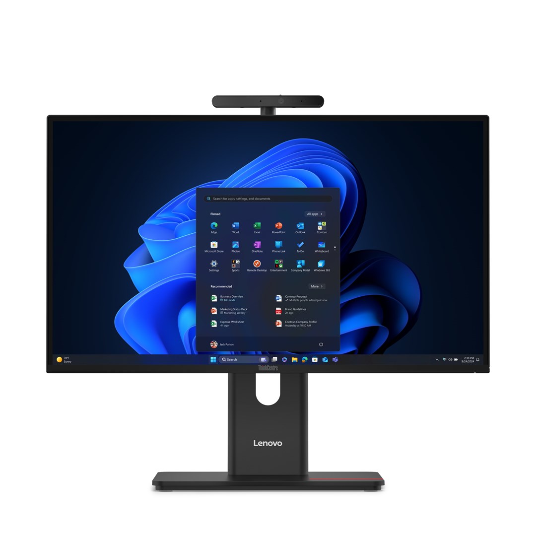 Lenovo ThinkCentre M90a Gen 6 Intel Core Ultra 7 265 60,5 cm (23.8") 1920 x 1080 px All-in-One PC 16 GB DDR5-SDRAM 512 GB SSD Windows 11 Pro Wi-Fi 6E (802.11ax) Czarny