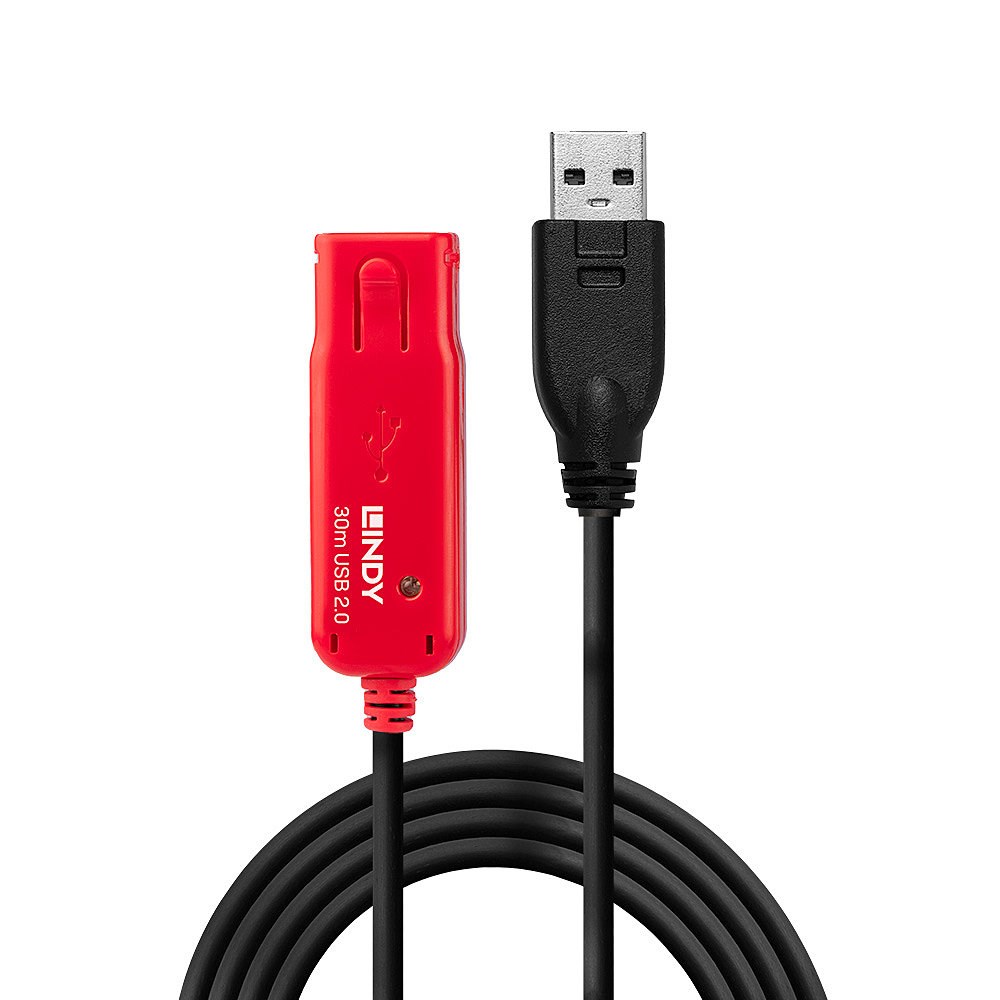 Lindy 42923 kabel USB USB 2.0 30 m USB A Czarny, Czerwony