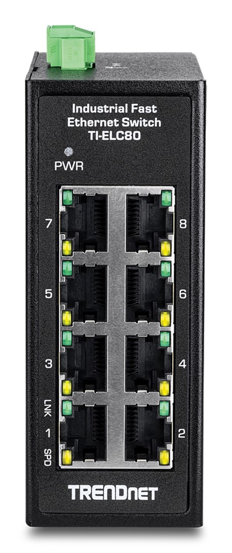 Trendnet TI-ELC80 przełącznik sieciowy Nie zarządzany Fast Ethernet (10/100) Czarny