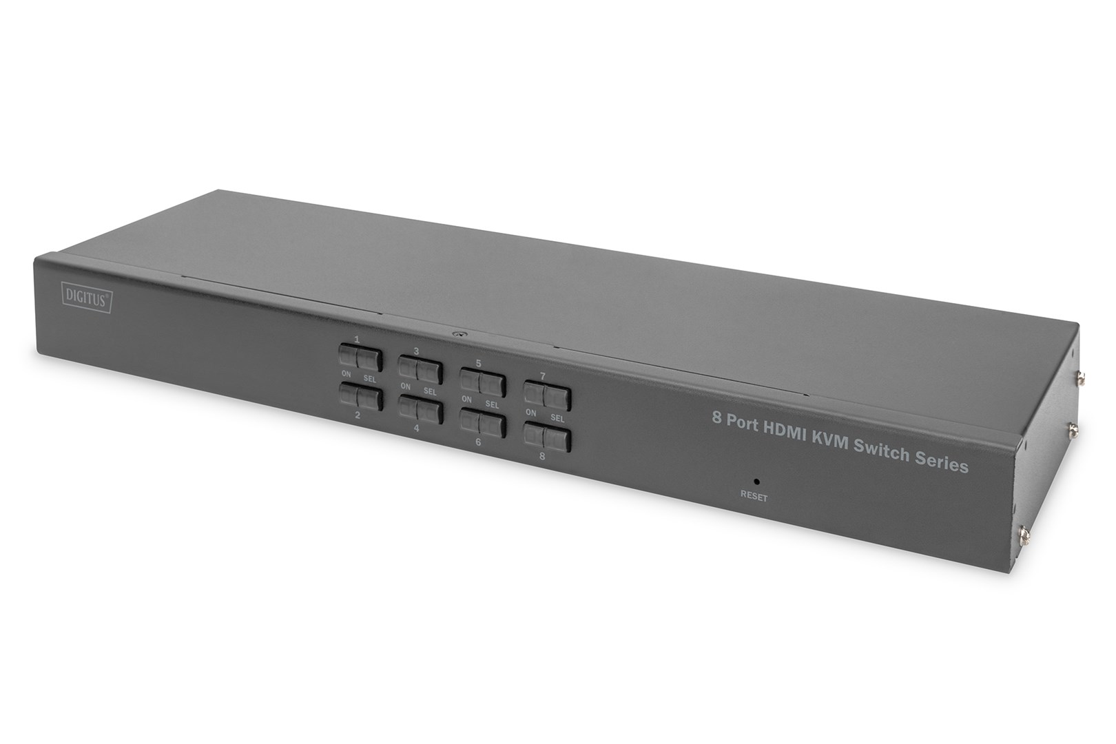Przełącznik KVM 8 portowy, Rack 19", 4K 30Hz, 8xHDMI IN, 1xHDMI OUT, 2xUSB A