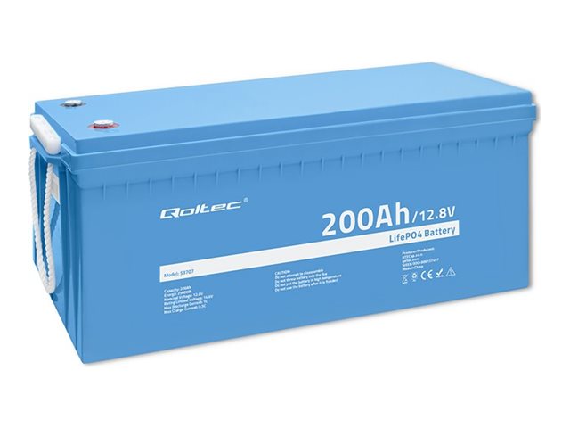 QOLTEC AKUMULATOR LIFEPO4 LITOWO-ŻELAZOWO-FOSFORANOWY | 12.8V | 200AH | 2560WH | BMS