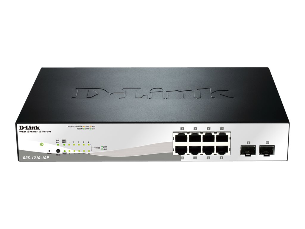 D-Link Switch DGS-1210-10P/E 8xGBit/2xSFP 19" Managed PoE (65W)