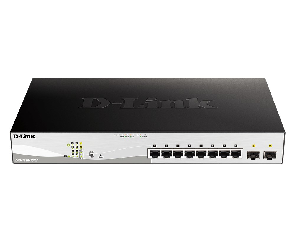 Switch D-Link DGS-1210-10MP Zarządzany L2 Gigabit Ethernet (10/100/1000) PoE Czarny