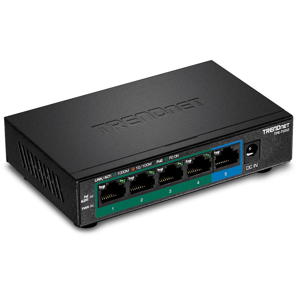 TRENDnet Switch 5 Port Gbit PoE+ 32W Metall
