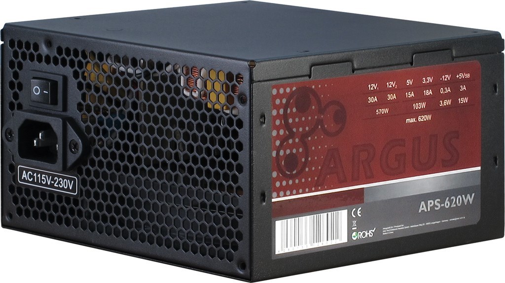 Inter-Tech Argus APS moduł zasilaczy 620 W 20+4 pin ATX ATX Czarny
