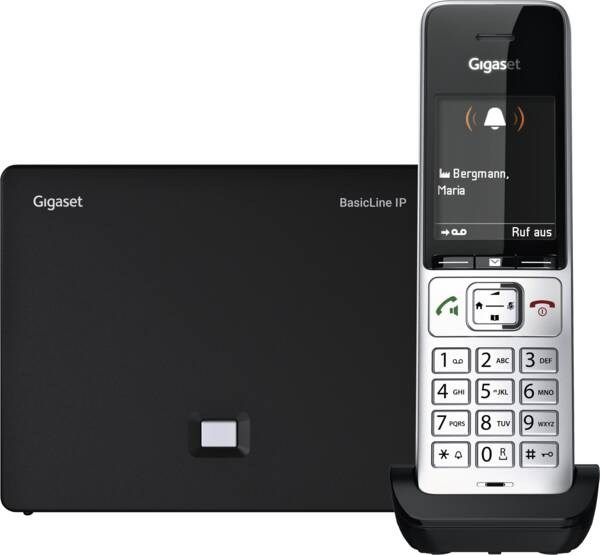 Gigaset BasicLine IP + COMFORT 500HX Telefon w systemie DECT Nazwa i identyfikacja dzwoniącego Czarny, Srebrny