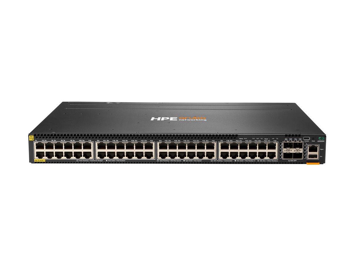 HPE Aruba 6300M Switch 48-port 1GbE Class 4 PoE and 4-port SFP56