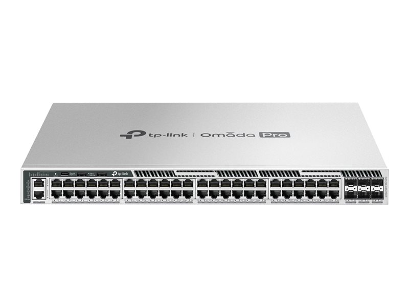 TP-LINK Omada Pro 48-Port Gigabit Stackable L3 Managed PoE+ Switch with 6 10G Slots