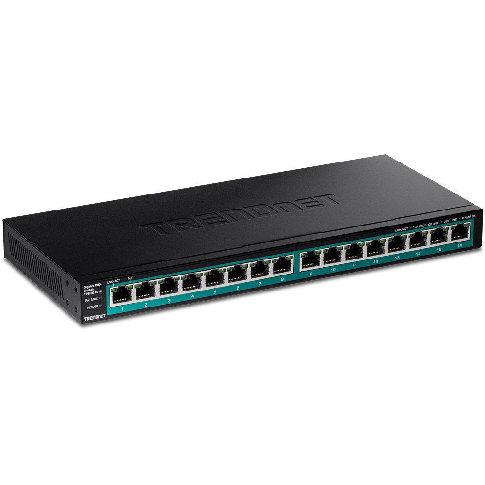 Trendnet TPE-TG161H przełącznik sieciowy Gigabit Ethernet (10/100/1000) Obsługa PoE Czarny