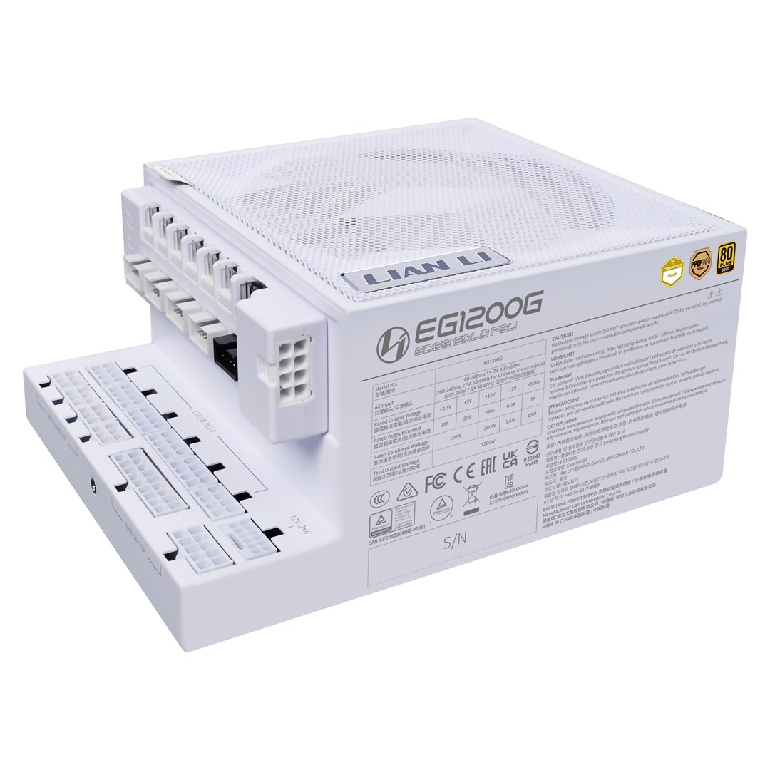Lian Li EDGE GOLD 1200 80 PLUS Gold Netzteil, PCIe 5.1, ATX 3.1 - 1.200 Watt, weiß, inkl. USB-Hub
