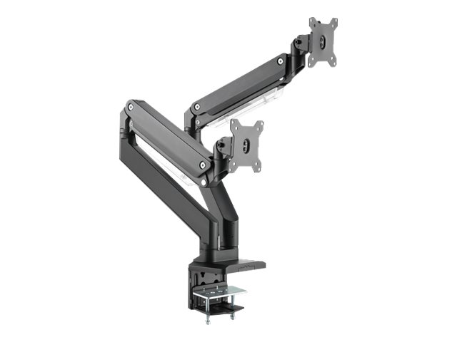 Ramię biurkowe podwójne z zaciskiem, 2xLCD, max. 35", max. obciążenie 2x15kg, ze sprężyną gazową