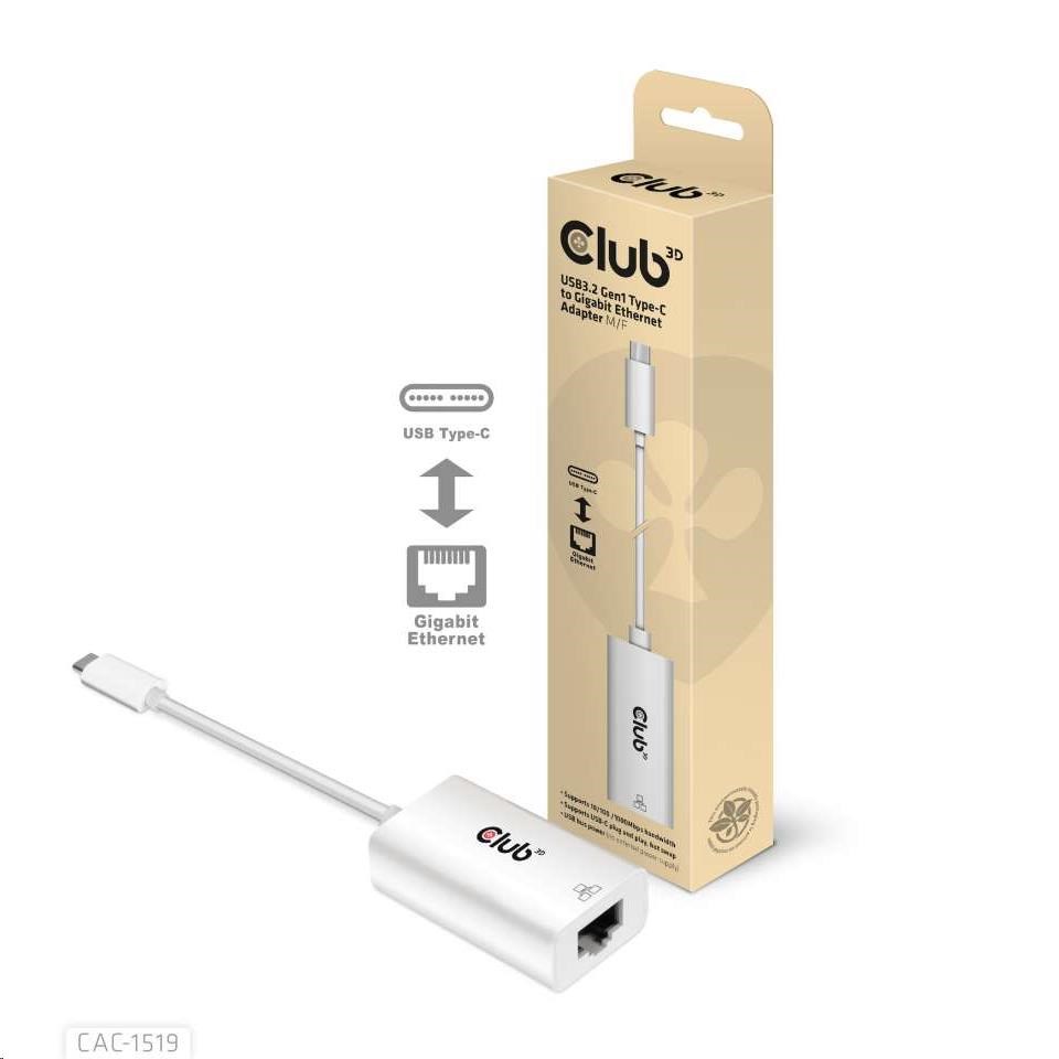 Club3D Adapter USB 3.2 Typ C > RJ45 Gigabit LAN St/Bu retail