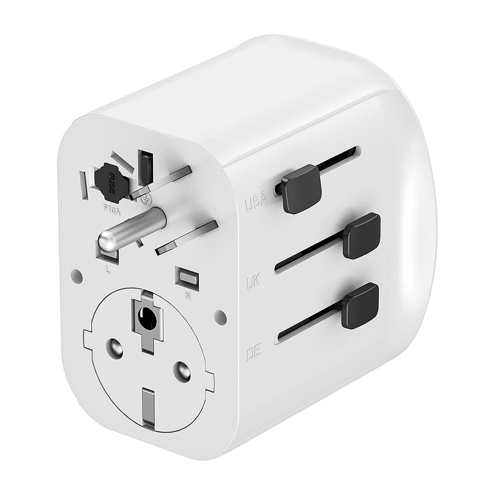 GEMBIRD UNIWERSALNY ADAPTER PODRÓŻNY Z UZIEMIENIEM 15 W, BIAŁY