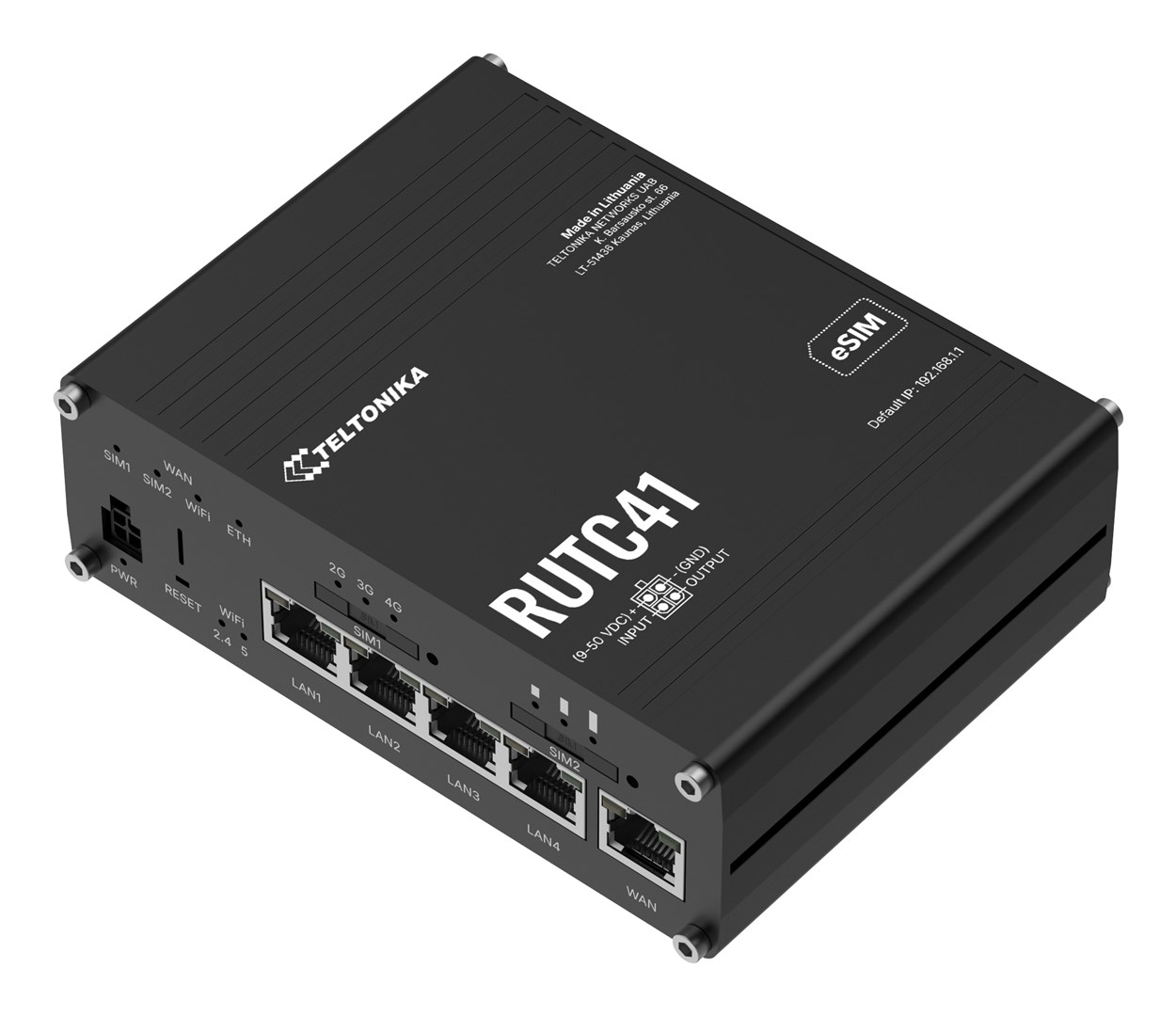 Teltonika RUTC41 router bezprzewodowy Gigabit Ethernet Dual-band (2.4 GHz/5 GHz) 5G Czarny