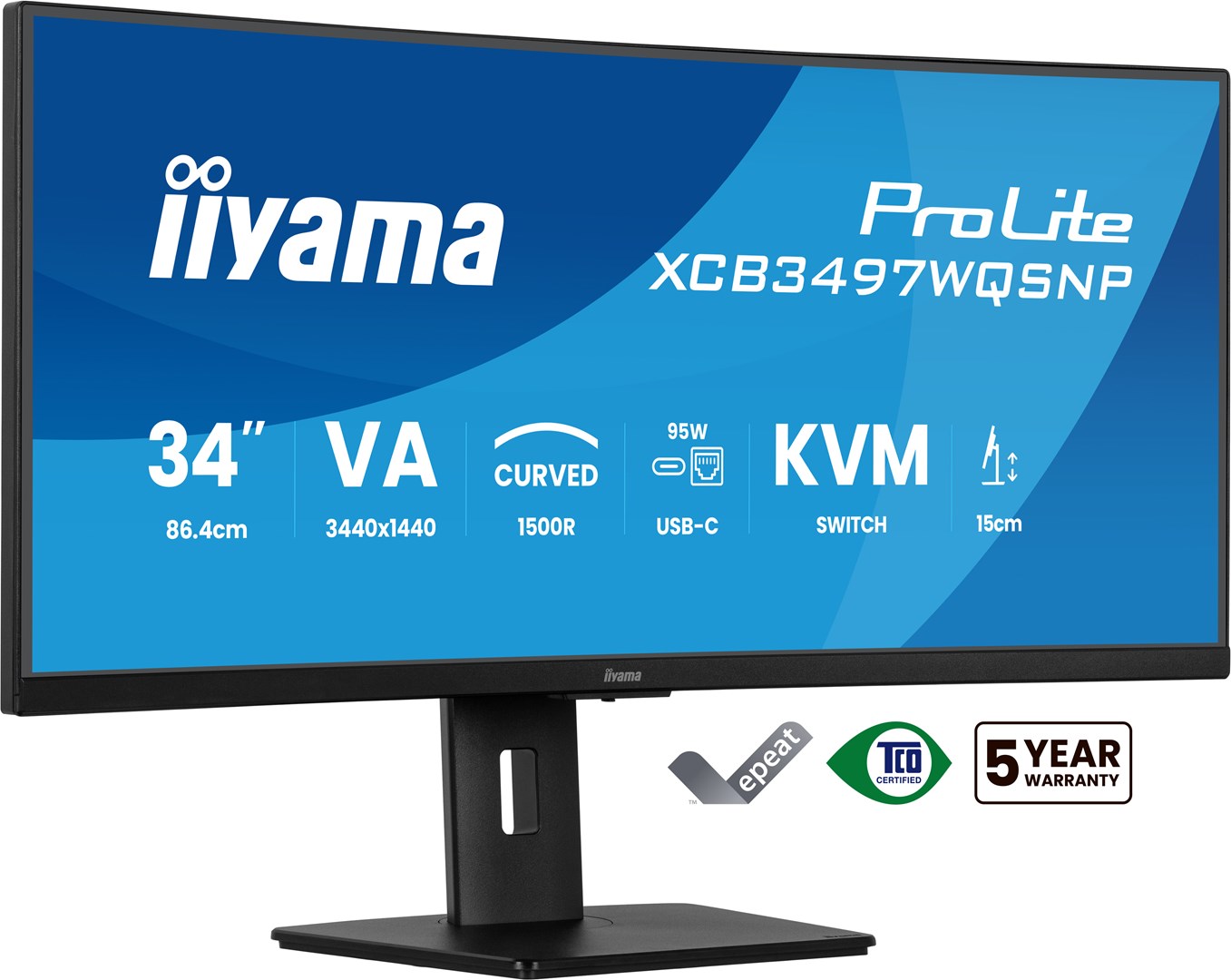 Monitor iiyama XCB3497WQSNP-B1 34" - Płaski ekran - 86,4 cm