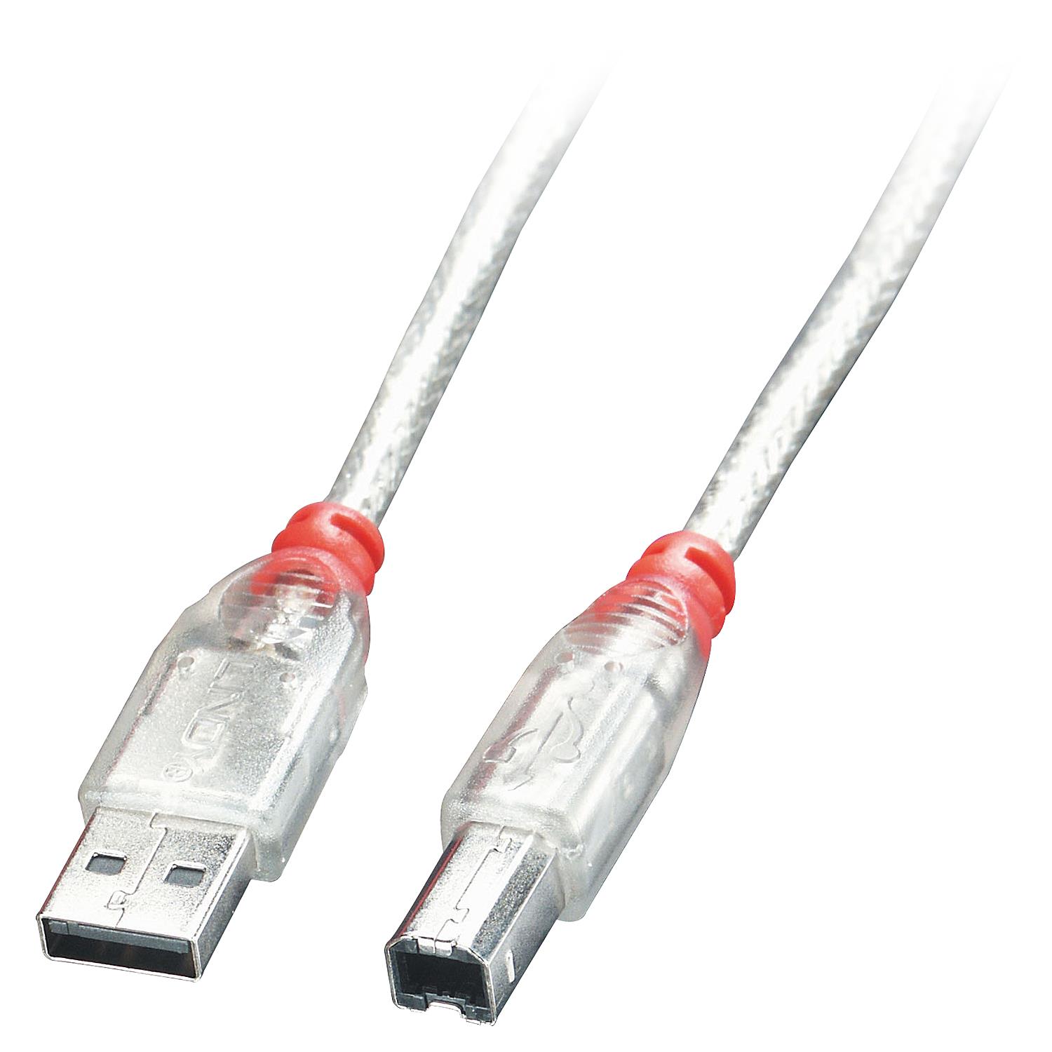 Lindy 41751 USB Kabel USB 2.0 0,5 m USB A USB B 0,48 Gbit/s Transparent